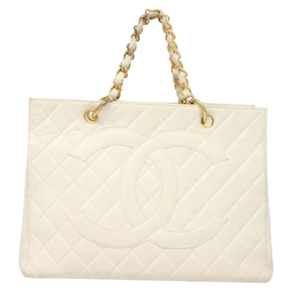 Chanel Matelasse Chain Handbag Caviar White Gold